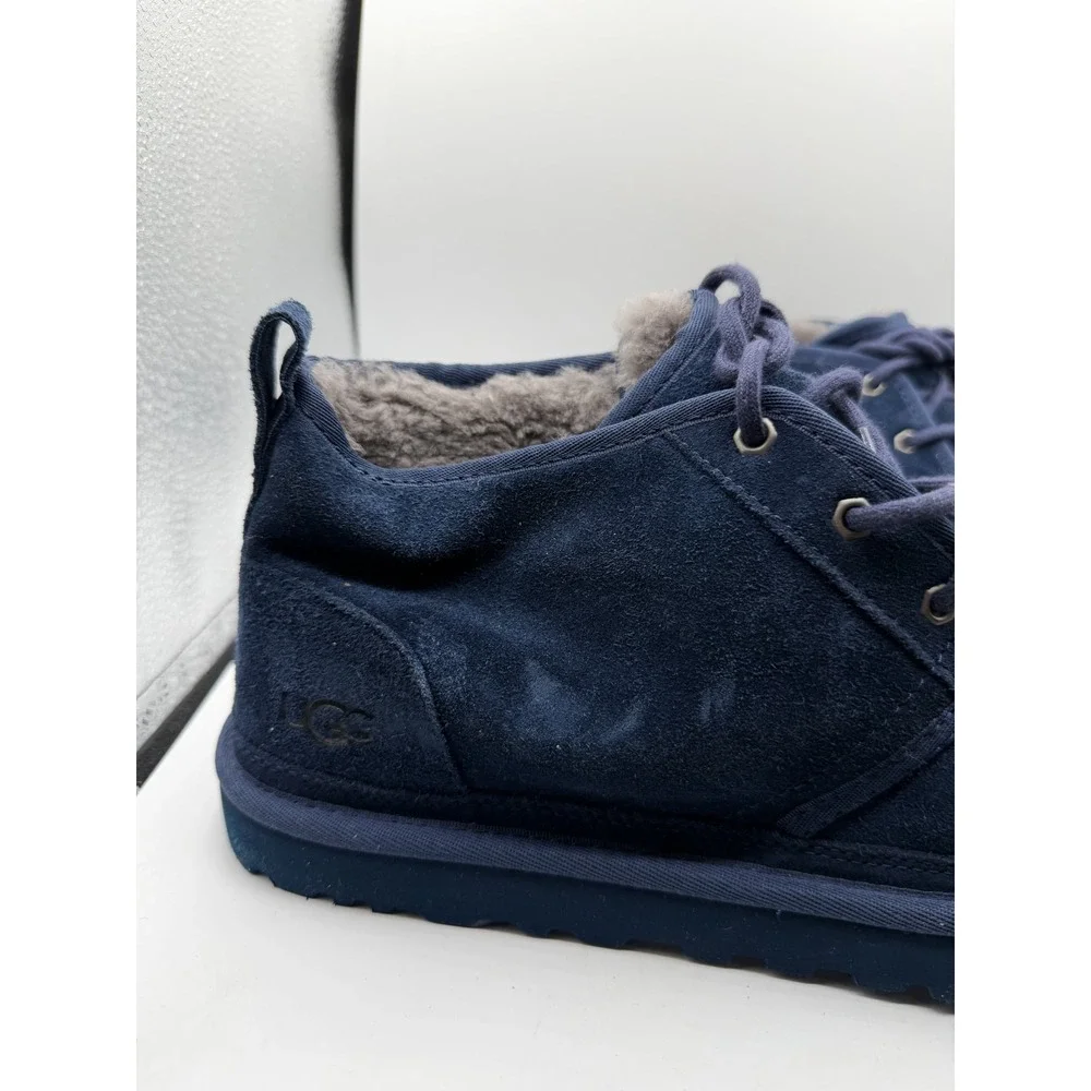 EUC UGG Neumel Shearling Winter Boots Navy Blue Lace Up‎ Chukka Size 12